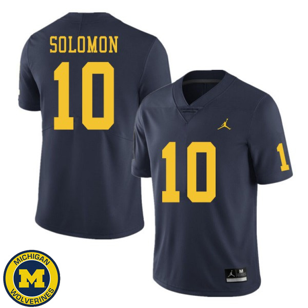 Men Michigan Wolverines #10 Anthony Solomon Navy Fashion Player Jersey